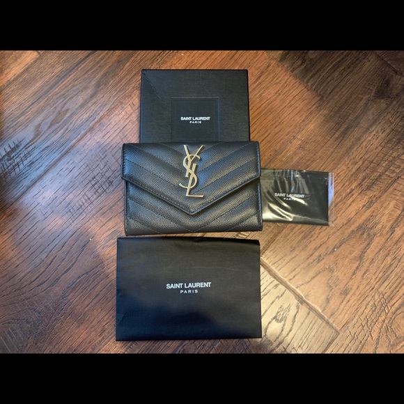 Saint Laurent YSL Small Envelope Wallet Coal Color - Picture 1 of 5
